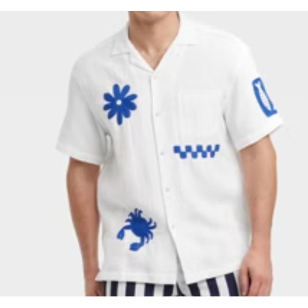 Men's Short Sleeve Embroidered Button-Down woven Shirt Goodfellow & Co™ XL